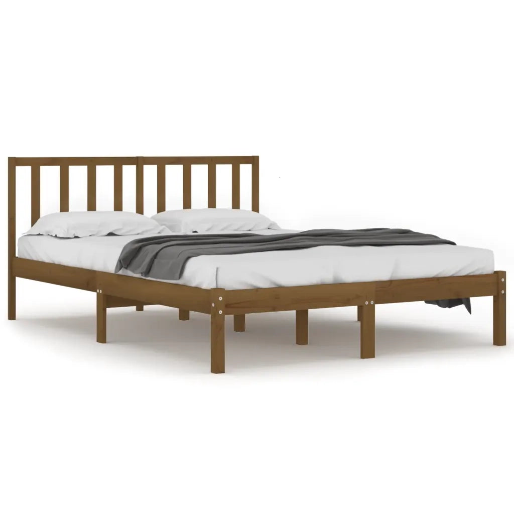 Letto matrimoniale | Letto per adulti | Giroletto senza Materasso Ambra in Legno di Pino 200x200 cm