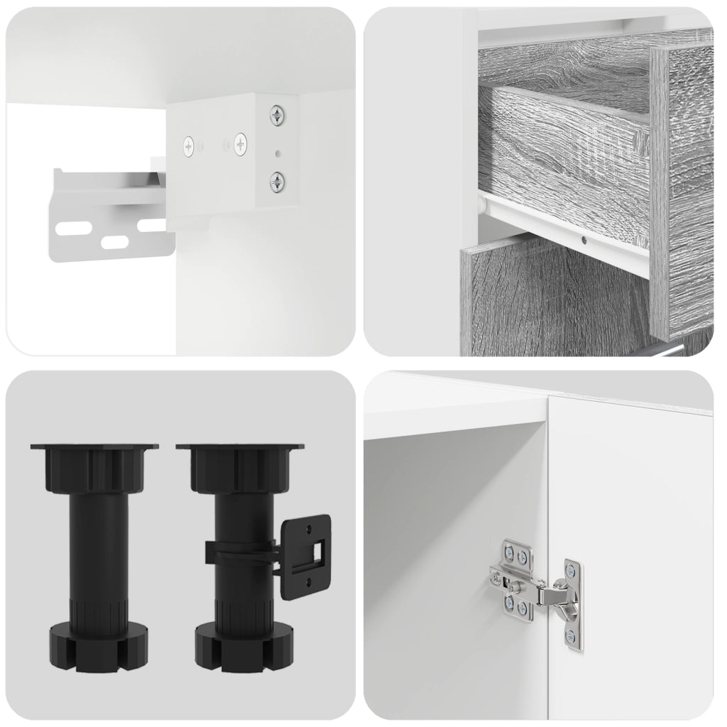 Set di Armadi da Cucina 4 Pezzi Grigio Sonoma Legno ingegnerizzato