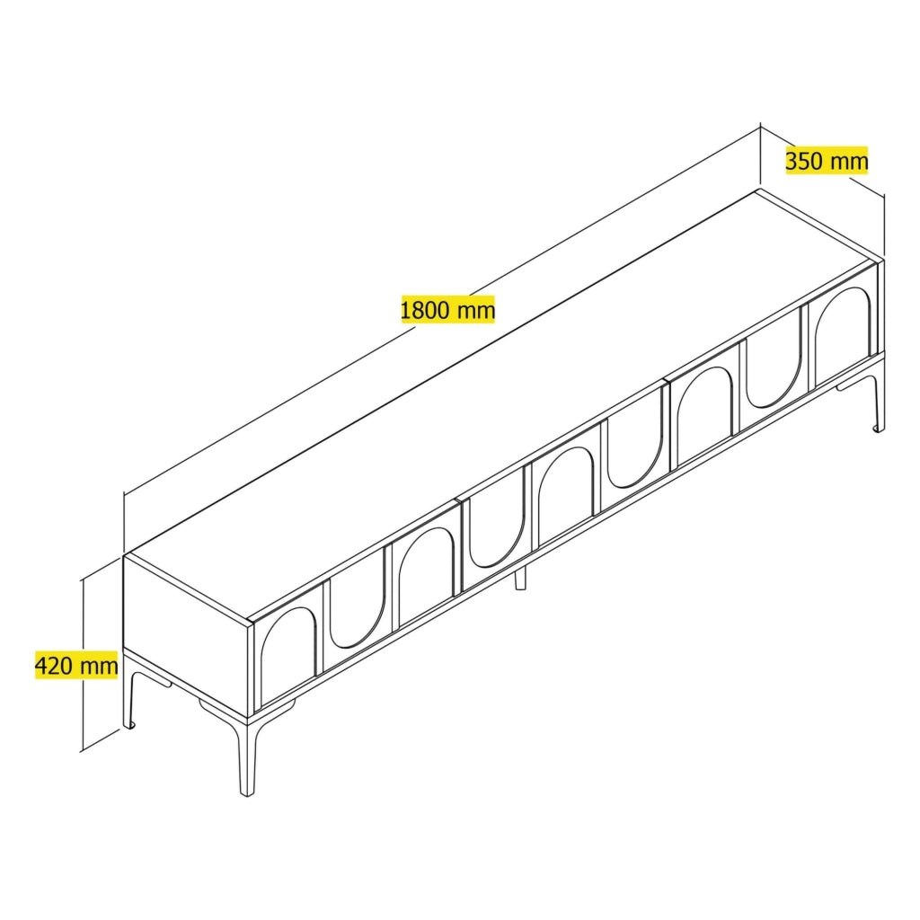 Scafa, Mobile Porta tv 3 Ante, 180x35x42h cm Grigio Tortora