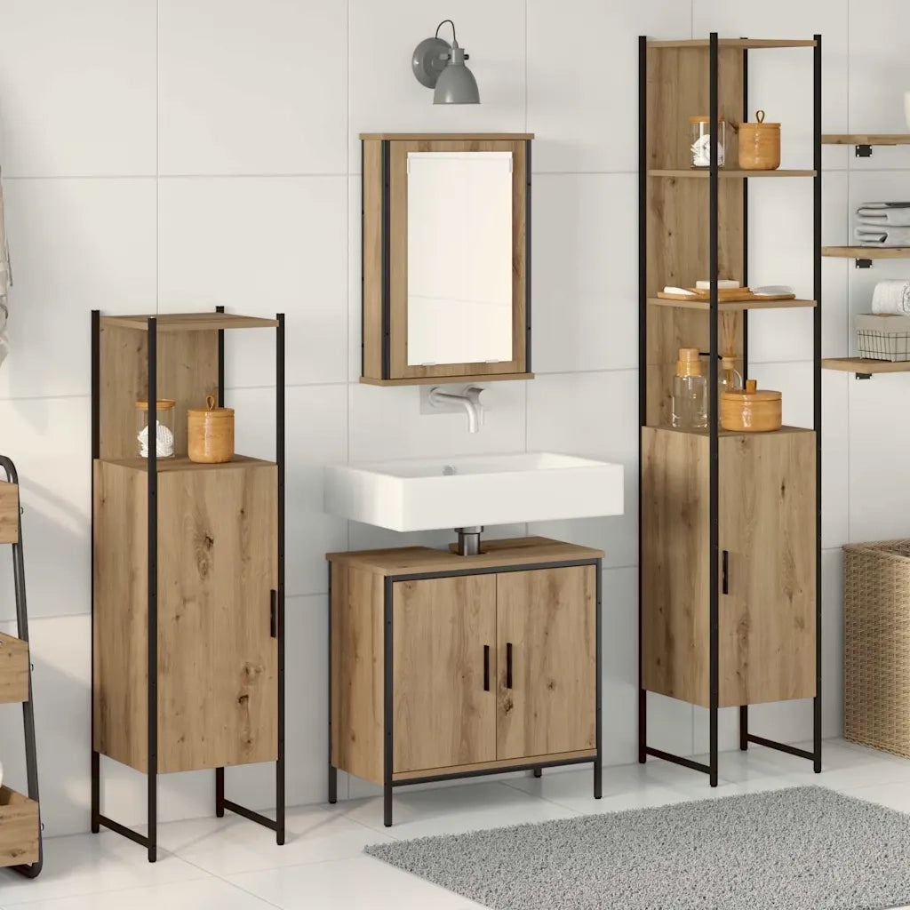 Set di mobili per il bagno 4 pcs Marrone Legno multistrato 3334434