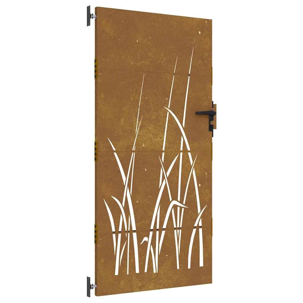 Cancello da giardino 85x175 cm in acciaio Corten con design erba CFW6336431