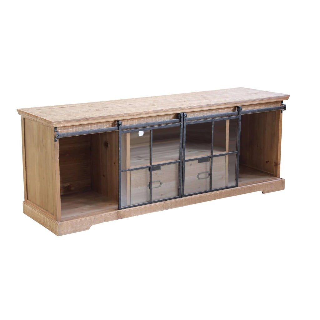 Porta tv per soggiorno Industrial in Legno Acciaio cm 160x45 5x60 - TYBALT
