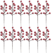 Decorazione di Natale Artificiale - Baccelli di Ribes - 12 pezzi - Finte Steli - Bianchi - Decorazione di Natale - Decorazione di San Valentino DIY - Decorazione di Interno d'Inverno - 19 cm di Larghezza