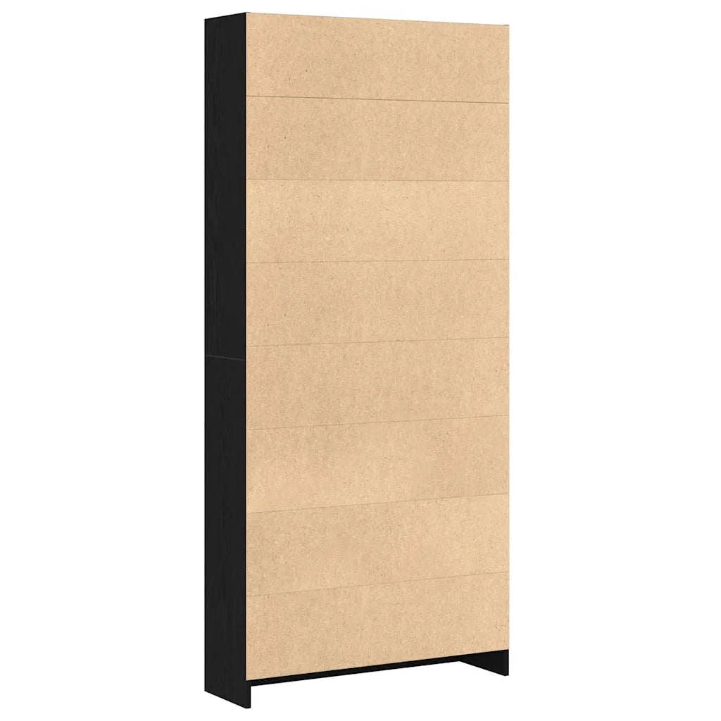 Libreria Rovere Nero 80x24x176 cm in Legno Multistrato 862456