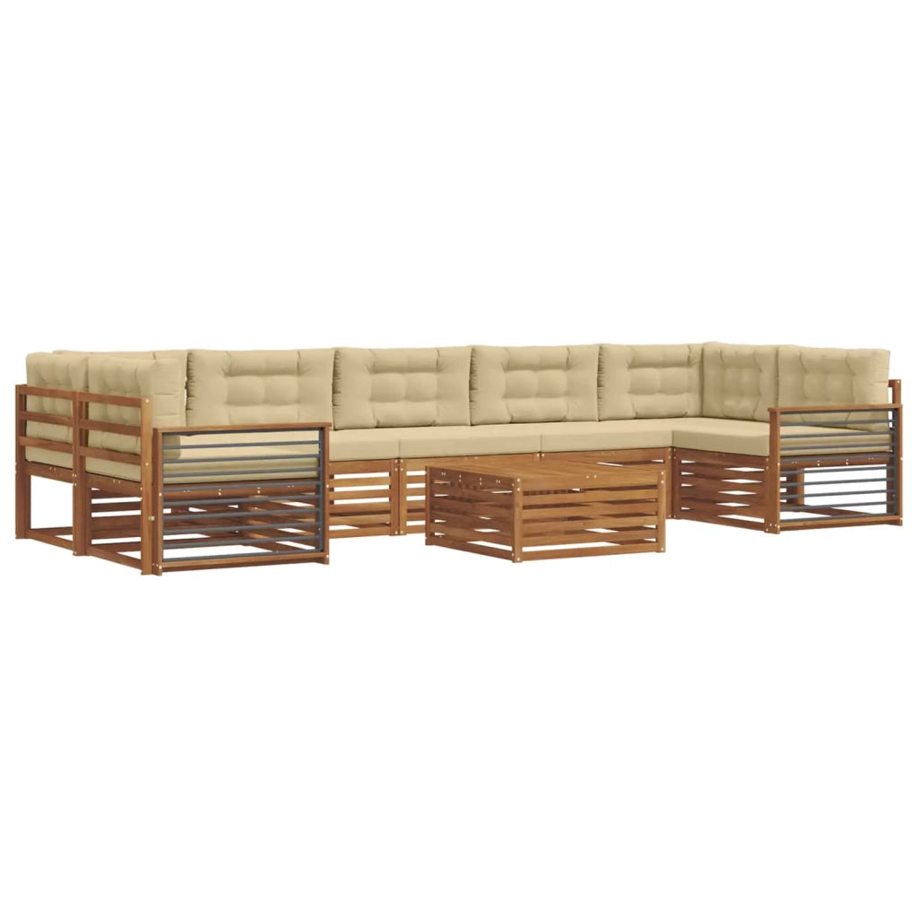 Set di divani da esterno con cuscino 8 pcs Naturale e Beige