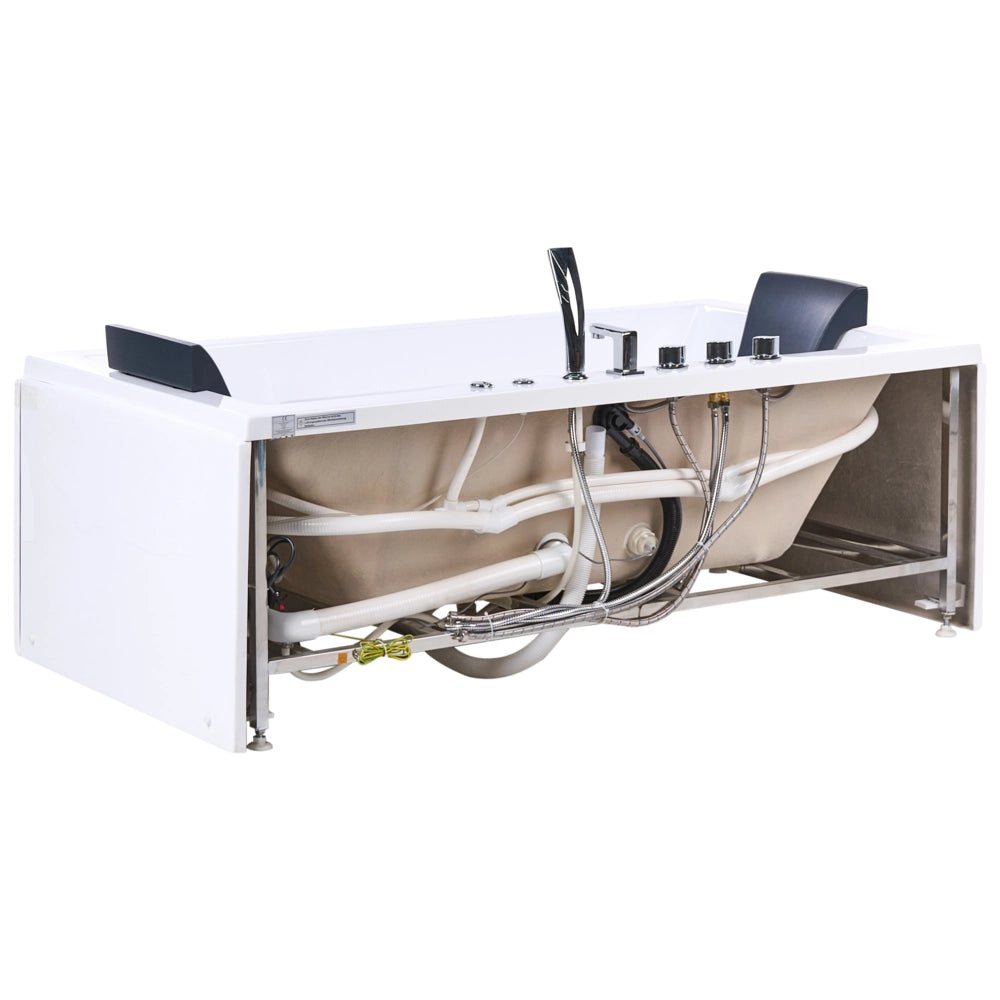 Vasca idromassaggio bianco ABS Getti d'acqua massaggianti Luci LED Poggiatesta Massaggio Getti d'Acqua Rettangolare 180 x 85 cm