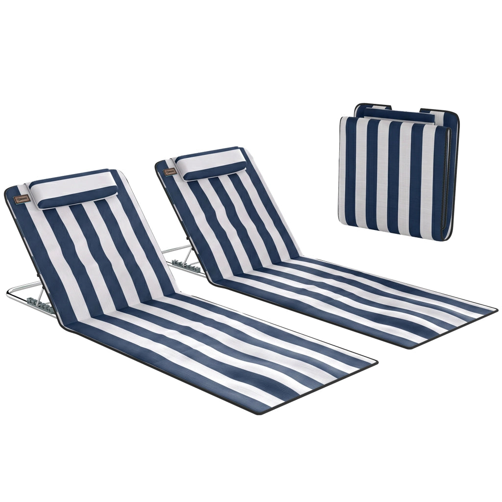 Divano 2 posti reclinabile ¨C zephmum ¨C 134x48x33-43 cm bianco e blu