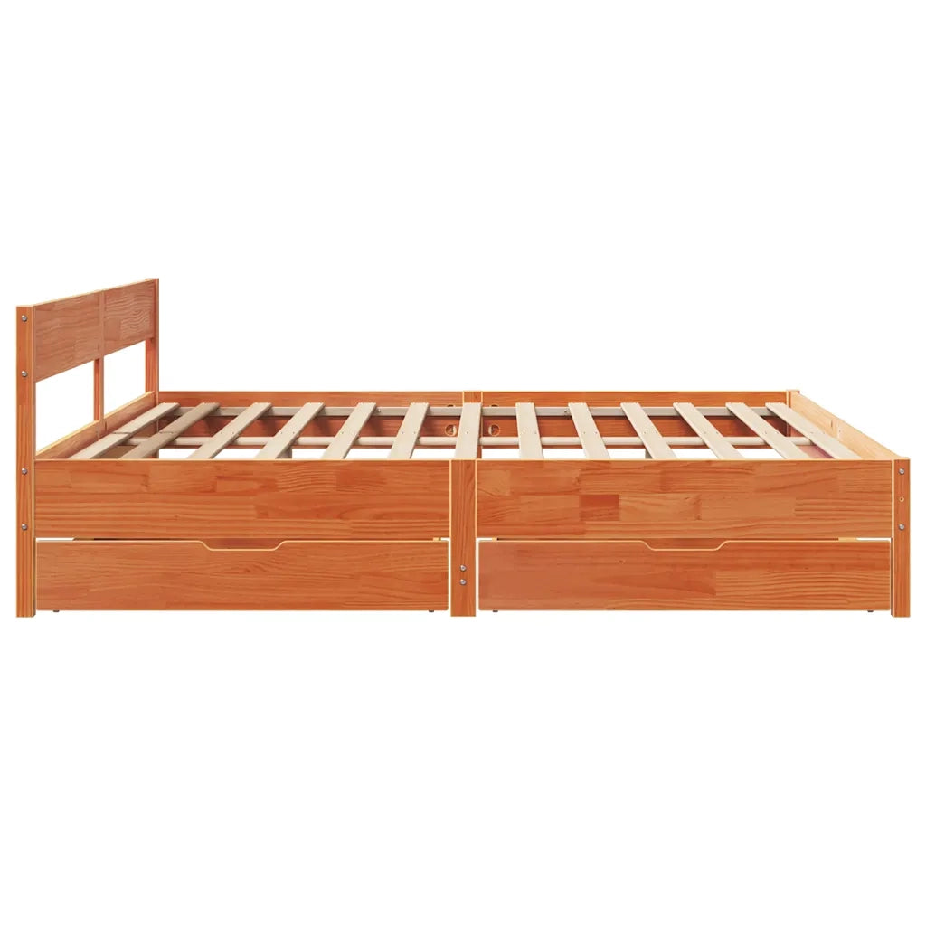 Letto senza Materasso Marrone Cera 180x200 cm in Legno di Pino