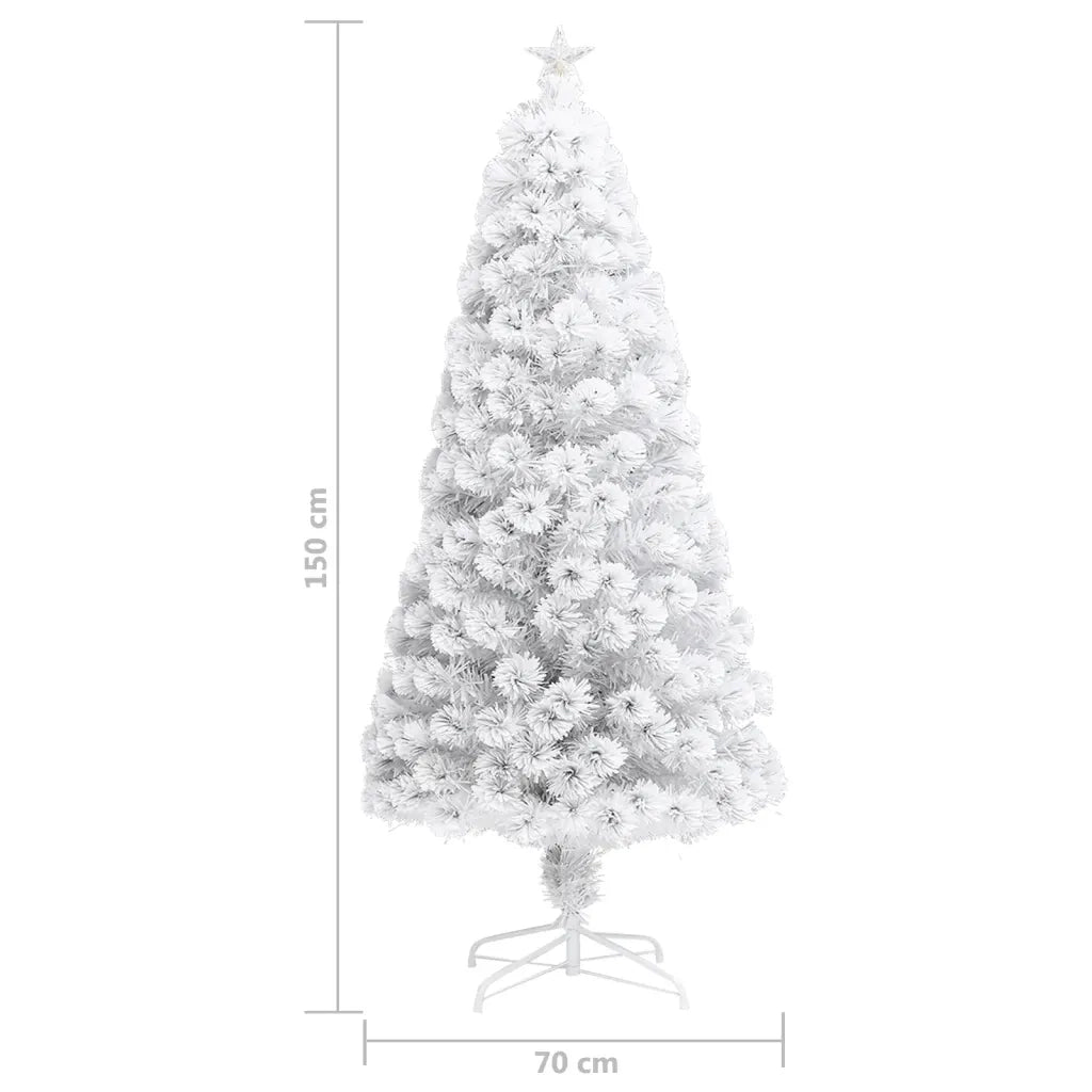 Albero Natale | Decorazioni natalizie Preilluminato Bianco 150 cm in Fibra Ottica