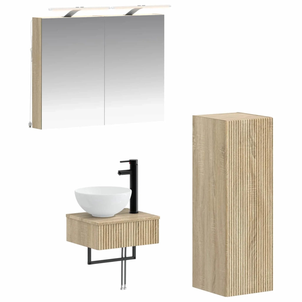 Set di Armadi da Bagno 4 pz Rovere Sonoma Legno ingegnerizzato 3407361