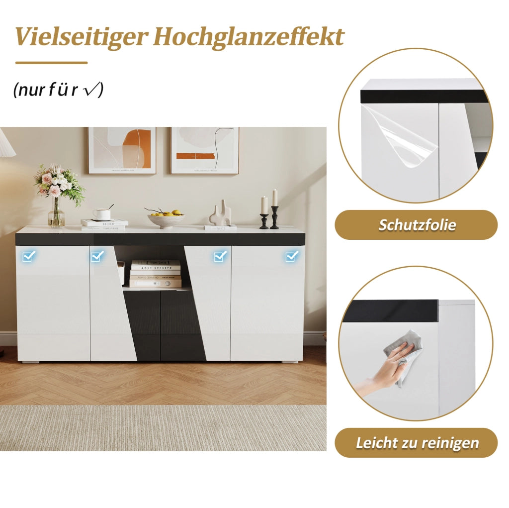 Credenza moderna con ante a contrasto e illuminazione LED
