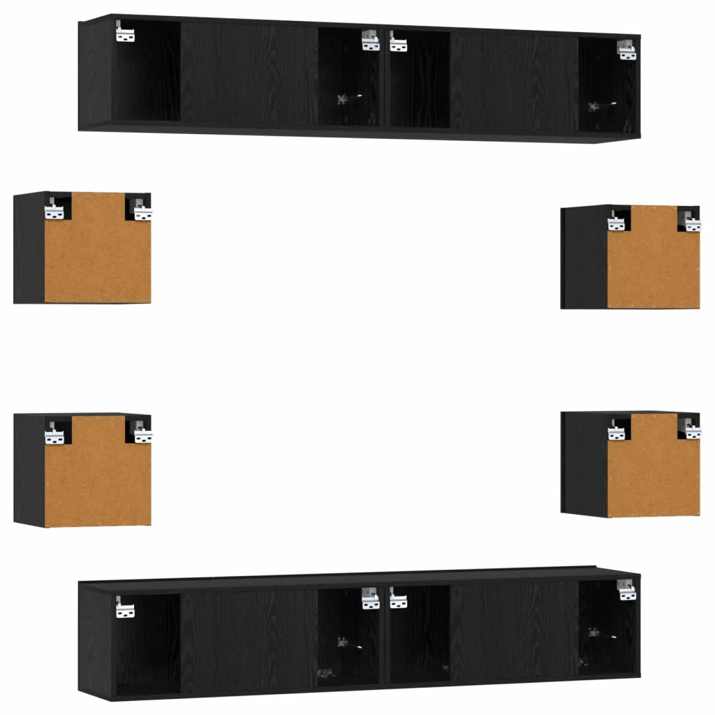 Set mobile TV 8 pcs 80 x 30 x 30 cm Rovere Nero
