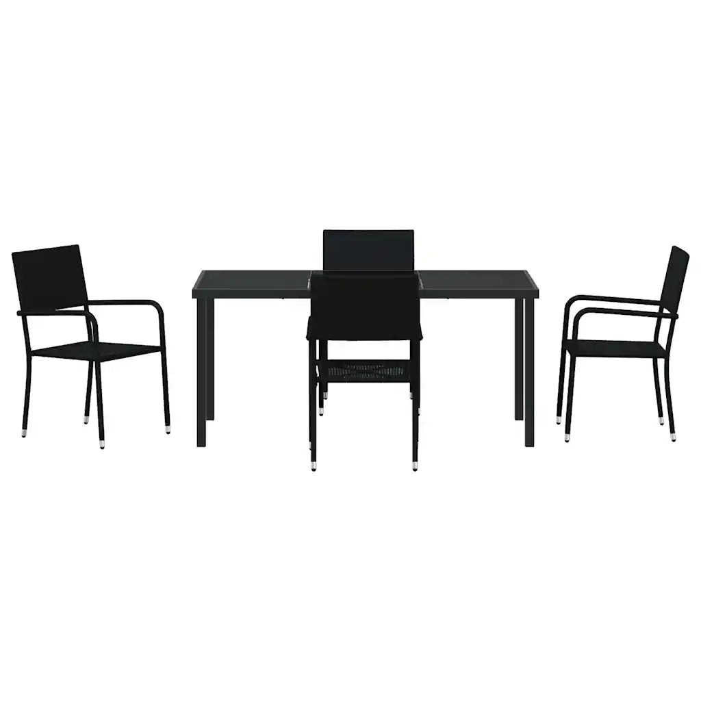 Set da Pranzo per Giardino con cuscino 5 pcs Nero polyrattan 3380039