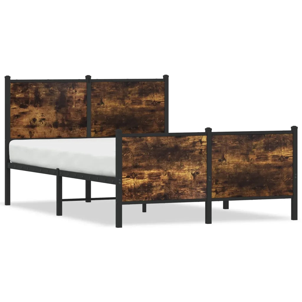 Letto matrimoniale | Letto per adulti | Giroletto senza Materasso in Metallo Rovere Fumo 120x190 cm