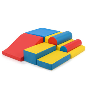 Blocchi da arrampicata in schiuma per bambini piccoli-Set di 7 pezzi per gioco morbido con chiusure a strappo per gattonare Multicolore