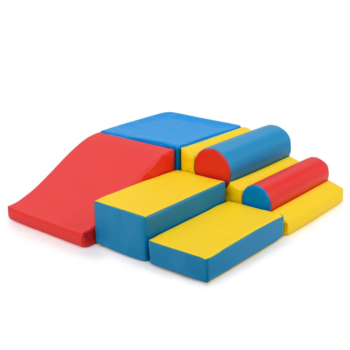 Blocchi da arrampicata in schiuma per bambini piccoli-Set di 7 pezzi per gioco morbido con chiusure a strappo per gattonare Multicolore