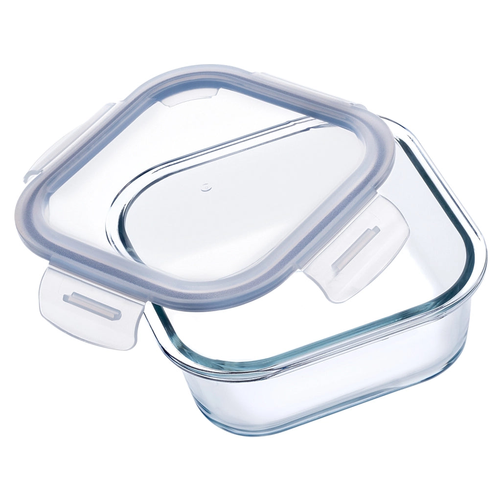 Set di 3 contenitori per alimenti in vetro KADAX con coperchi, scatola quadrata