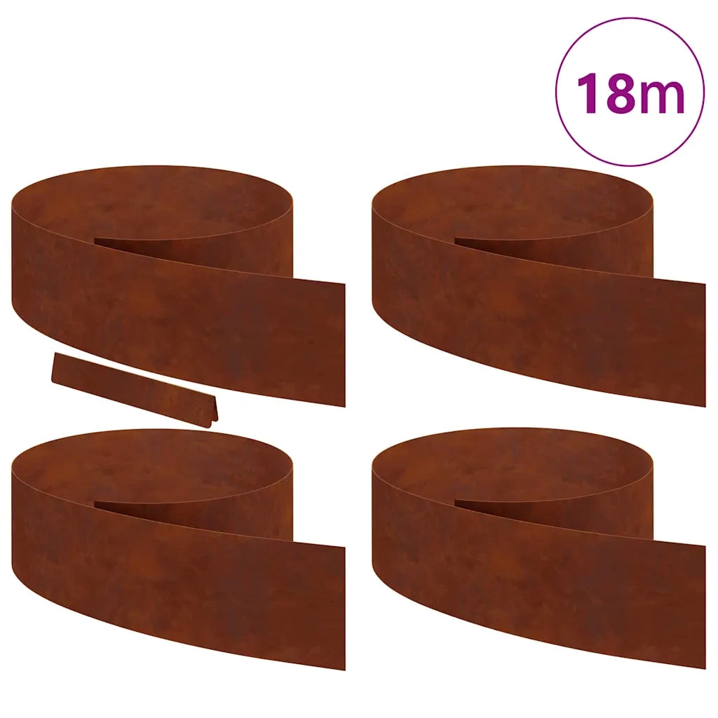 vidaXL Finitura per Prato da Giardino 4 pcs Ruggine 450 x 20 cm