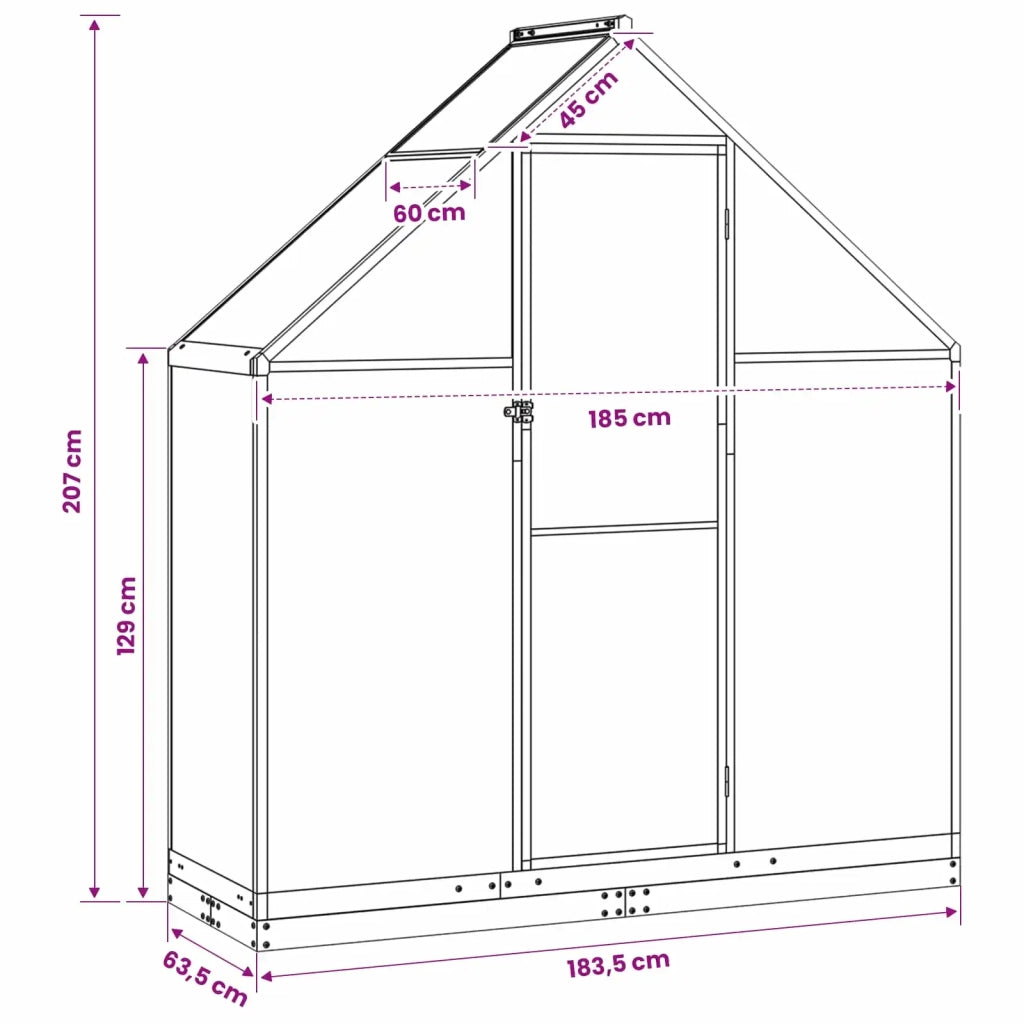 Serra da Giardino con porta Antracite 183,5 x 63,5 x 207 cm 42036858