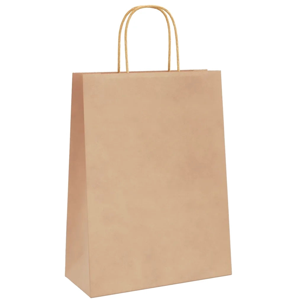 Sacchetti di Carta 250 pz con Manici Marrone 26x12x35 cm