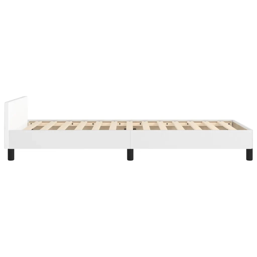 Letto singolo | Letto per adulti | Giroletto con Testiera Bianco 90x200 cm in Similpelle