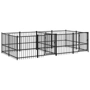 Cuccia gabbia per animali da esterno pac per cani in acciaio 7,51 m² nero 02_0041876