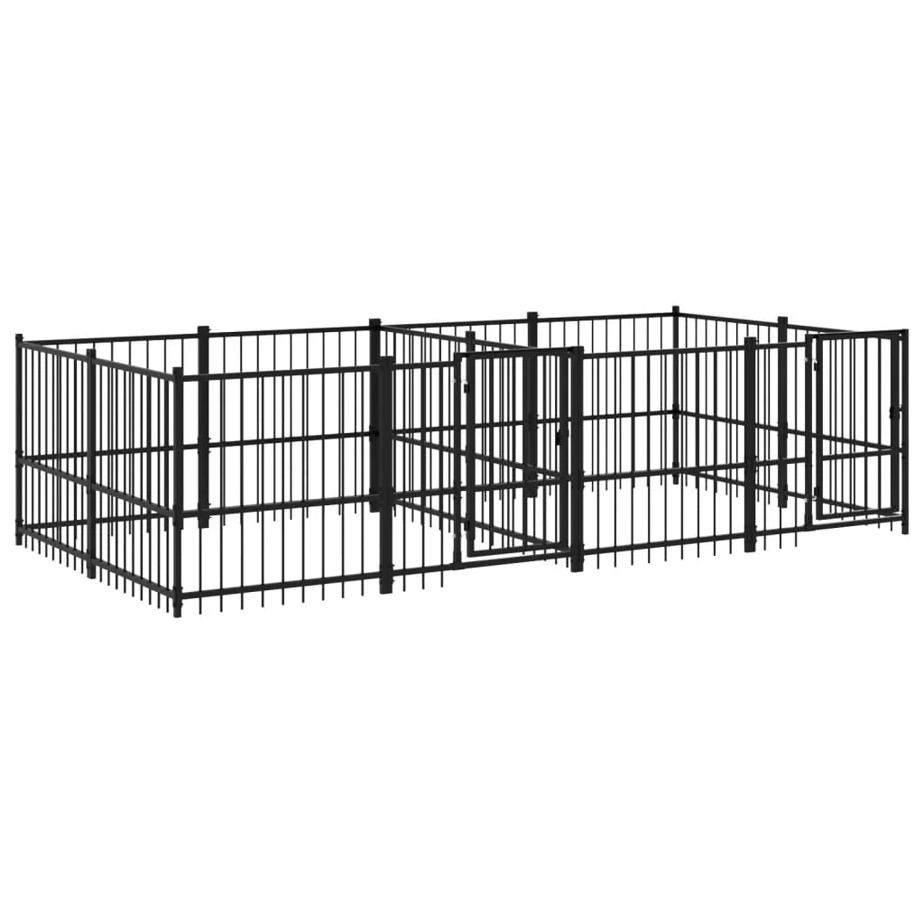 Cuccia gabbia per animali da esterno pac per cani in acciaio 7,51 m² nero 02_0041876