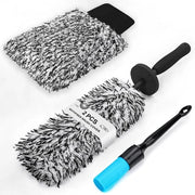 Microvelgborstello professionale a microfibra extra sottile - con pennello per dettaglio auto, lungo pennello per pulire le ruote, seta morbida per pulizia profonda delle ruote in alluminio, cura e pulizia delle ruote.