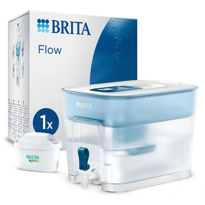 Brita Sistema filtrante XXL Flow (8.2L) incl. 1 x filtro MAXTRA PRO All-in-1 - distributore da frigorifero per famiglie e uffici, riduce cloro, calcare e impurità