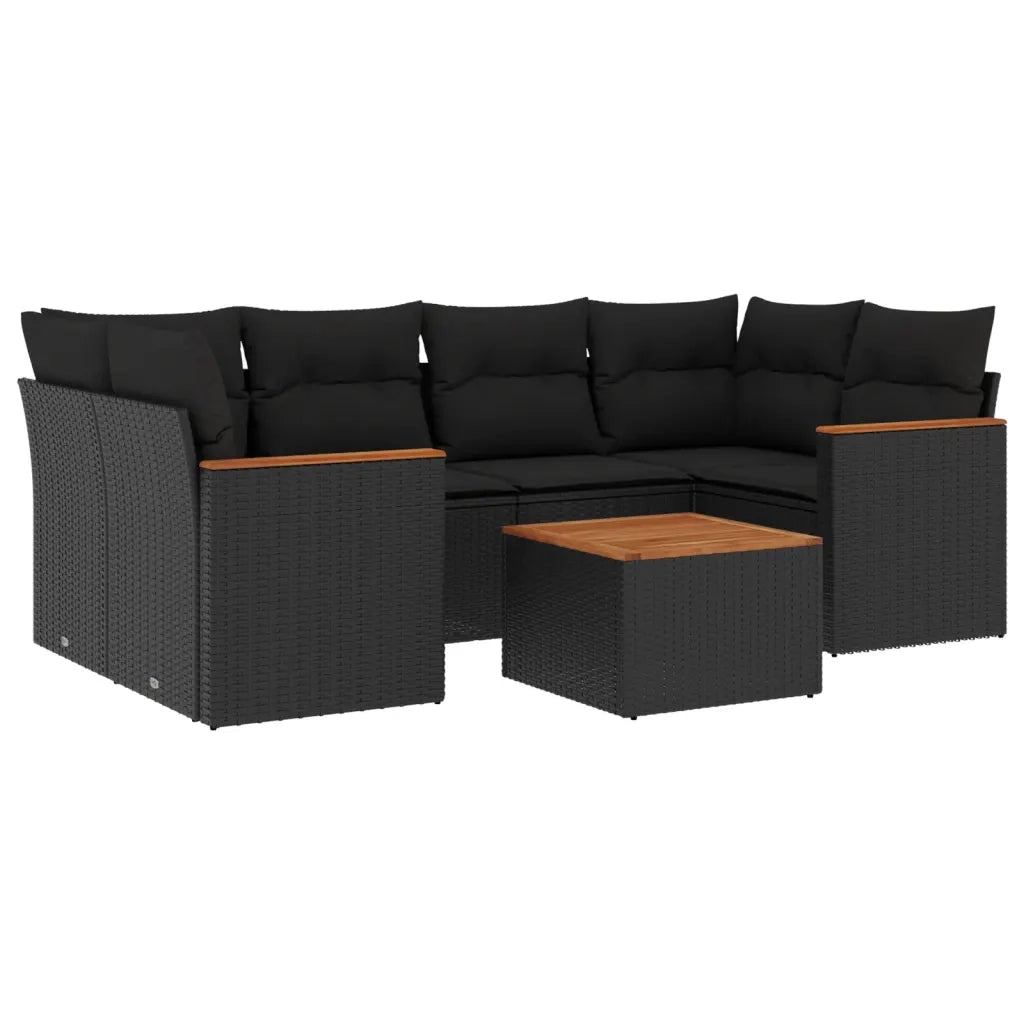 Set Divani da Giardino con Cuscini 7pz Nero Polyrattan 3258198
