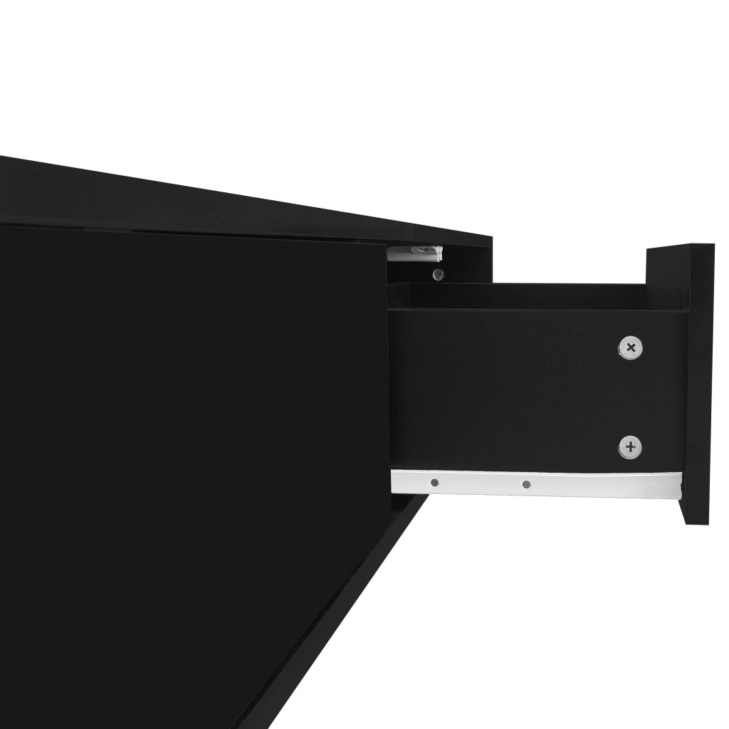 TAVOLINO da caffè 115x55x34 cm nero lucido con 2 cassetti e LED
