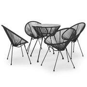 Set da pranzo da esterno da 5 pezzi mobili in rattan nero e PVC 02_0014229