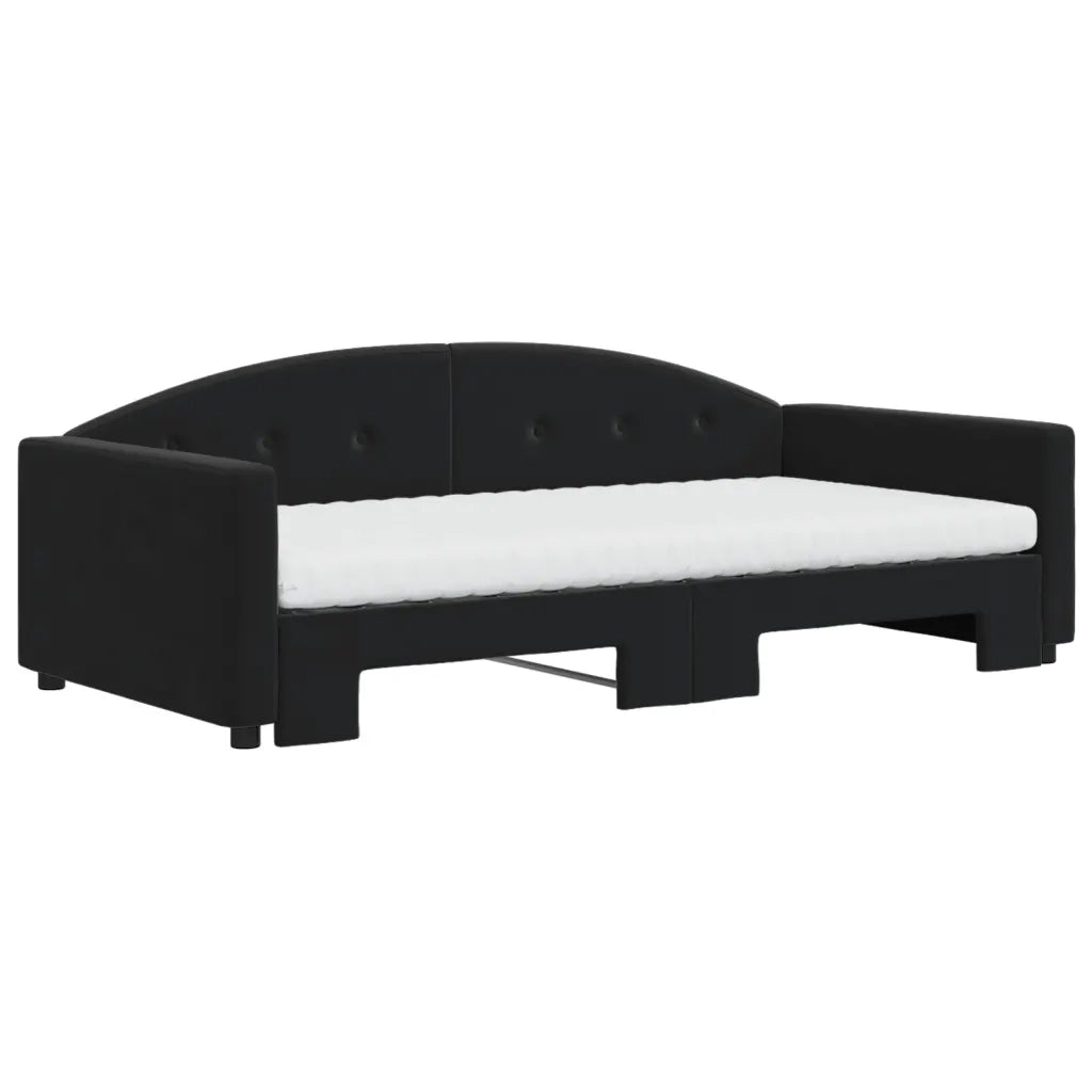 Divano Letto Estraibile con Materassi Nero 100x200 cm Velluto 3197336