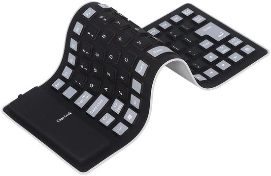 Tastiera siliconica pieghevole e leggera - compatibile con PC e laptop - impermeabile e silenziosa - nera