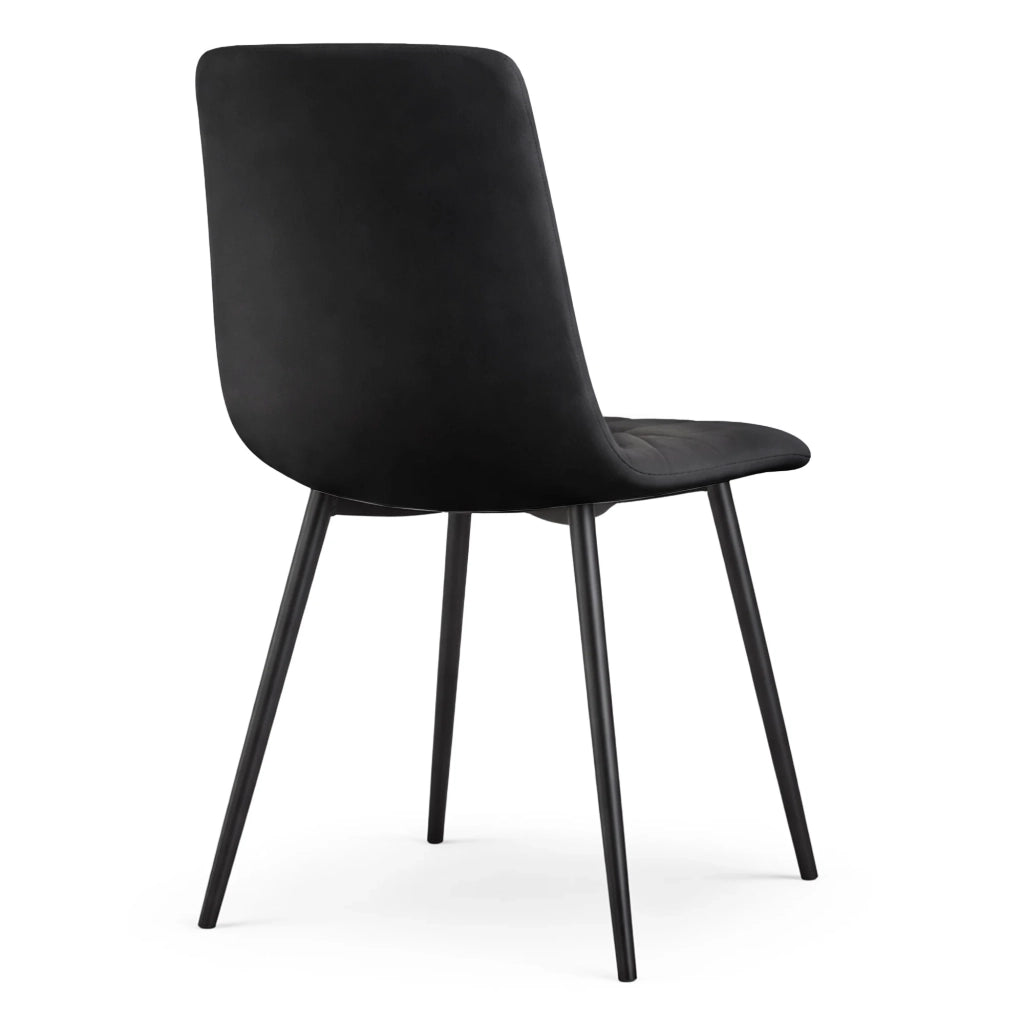 Set di 2 Sedie in velluto trapuntate MILO Nero gambe nere