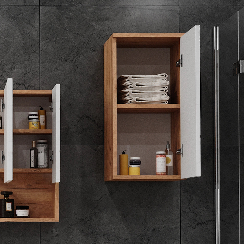 Mobile bagno Irma Bianco lucido/Rovere dorato 30 x 59 cm con ripiano Vicco