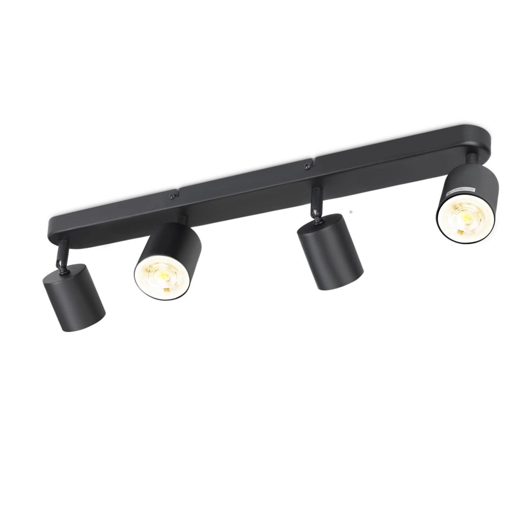 ZMH Faretto da soffitto neri 4 luci GU10 regolabili 350° max 25W