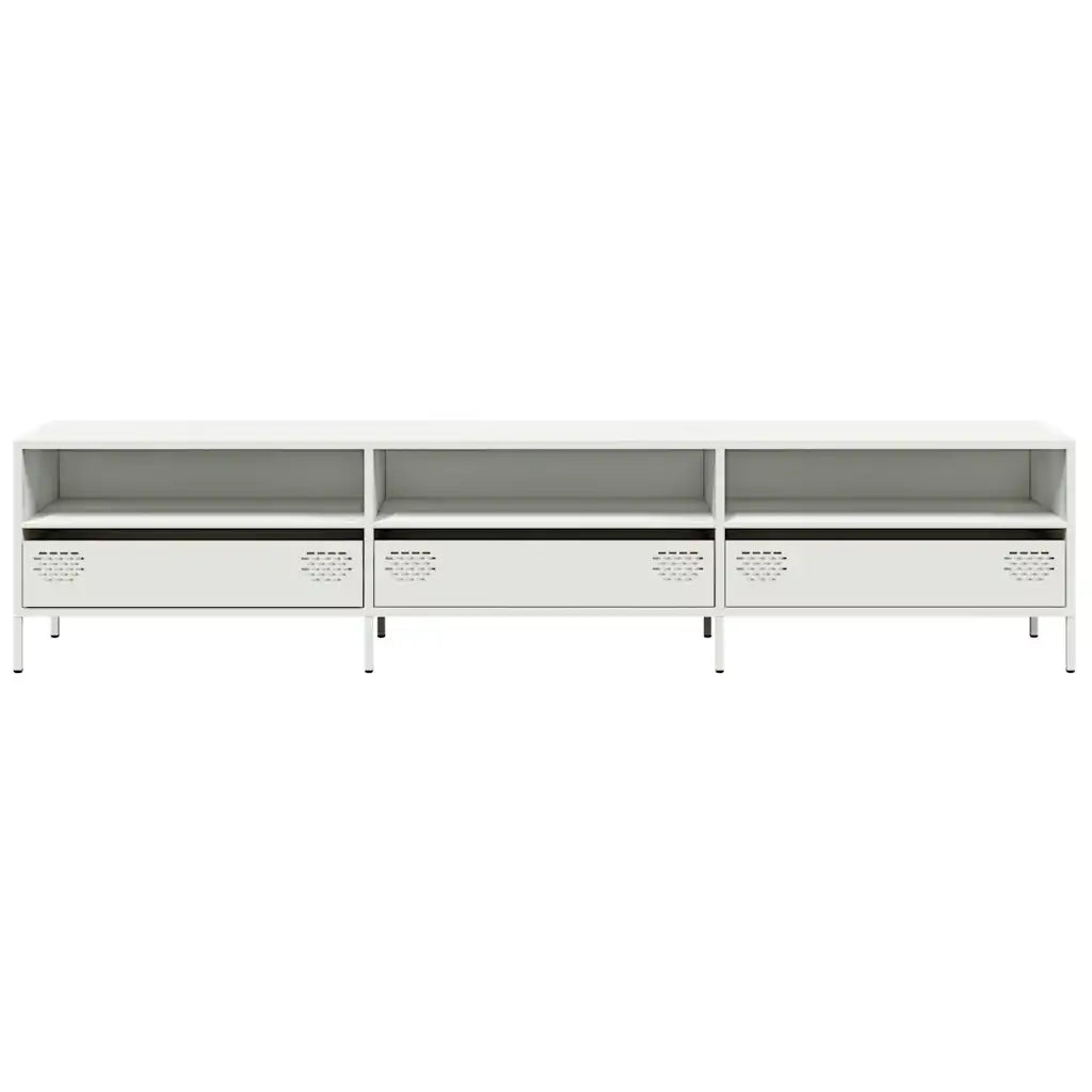 Mobile TV Bianco 202x39x43,5 cm in Acciaio Laminato a Freddo 851351