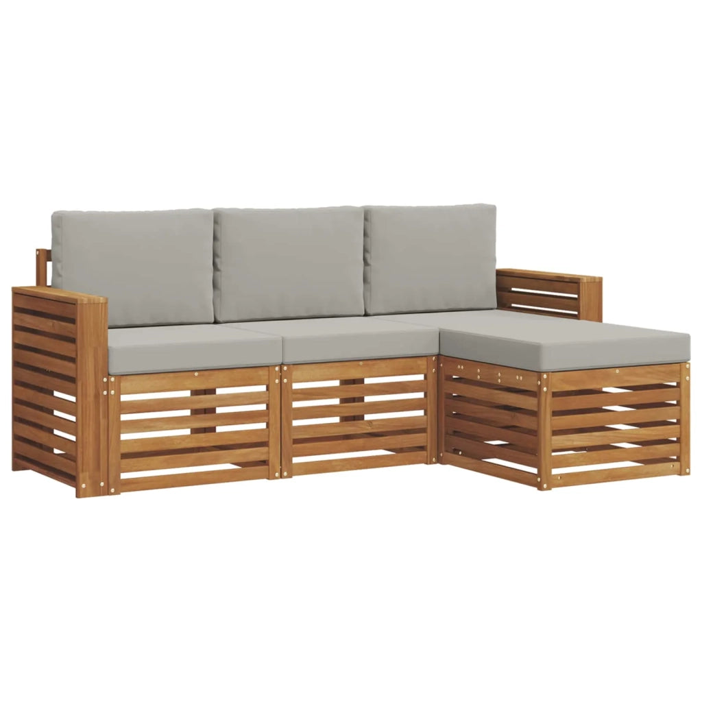 Set di divani da esterno 4 pcs Grigio Naturale e Chiaro