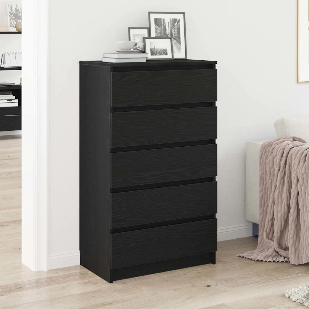 Cassettiera Rovere Nero 60x36x103 cm in Legno Multistrato 862008
