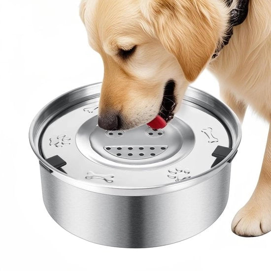 Acquaio per cani in acciaio inossidabile 1L - Resistentente al grasso con fondo antiscivolo e anti-slip | Beccuccio lento per viaggi, cani grandi e bevitori sanguini | Resistentente al lavastoviglie (1L)