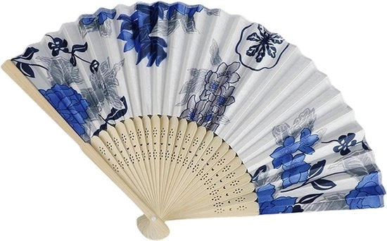 Ventilatore a mano pieghevole in tessuto ventilato, regalo di nozze, ventilatore da ballo - "B