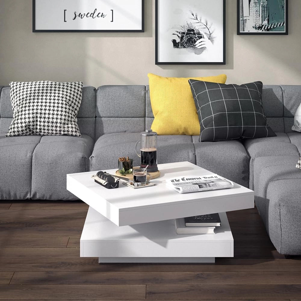 Tavolino da caffè Elias, Bianco, 70 x 70 cm, per l'utilizzo come superficie d'appoggio e per una suddivisione flessibile degli spazi