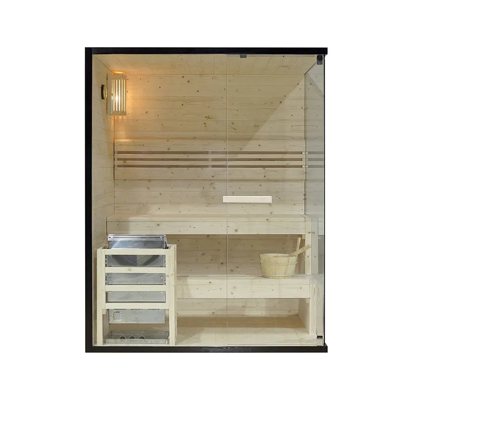 Sauna finlandese da interno 2-3 persone 150x120cm h190 in legno di abete | Kivi