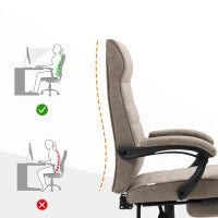 Sedia da Ufficio con Altezza Regolabile, Poggiapiedi Incluso e Seduta Imbottita, 68x67x109-119 cm, Marrone