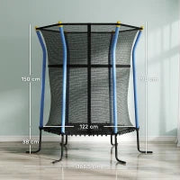 Tappeto Elastico per Bambini con Ingresso a Cerniera e Pali Imbottiti, in Acciaio, PP e EPE, Ø163.5x190 cm, Blu