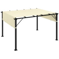 Copertura per Gazebo Pergola 3x3 m in Poliestere con Tasche e Cinghie, 488x122 cm, Bianco Crema
