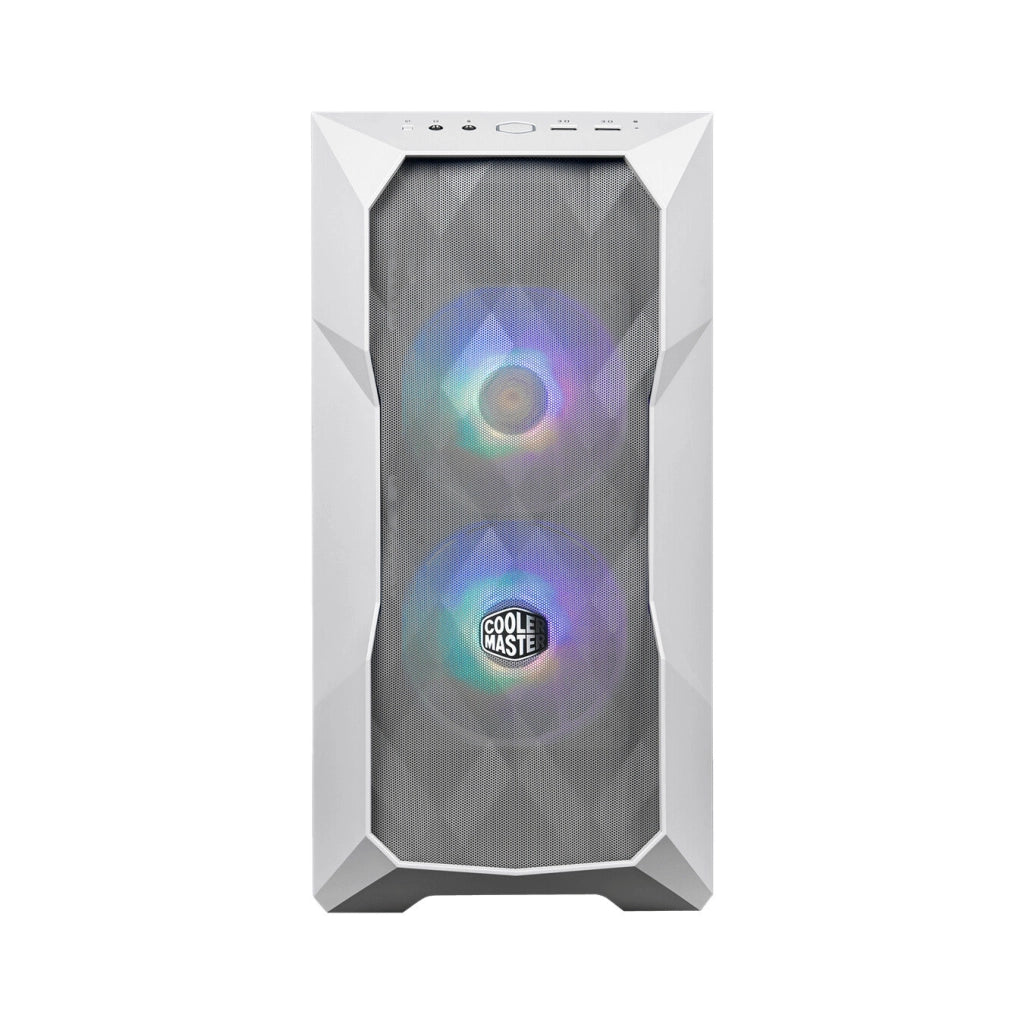 Case MasterBox TD300 Mesh White- 2USB3.2-2xCombo 2.5"/3.5"-2x2.5"-2x120mm SickleFlow PWM ARGB Front Fans-ARGB/PWM Hub-NO PSU