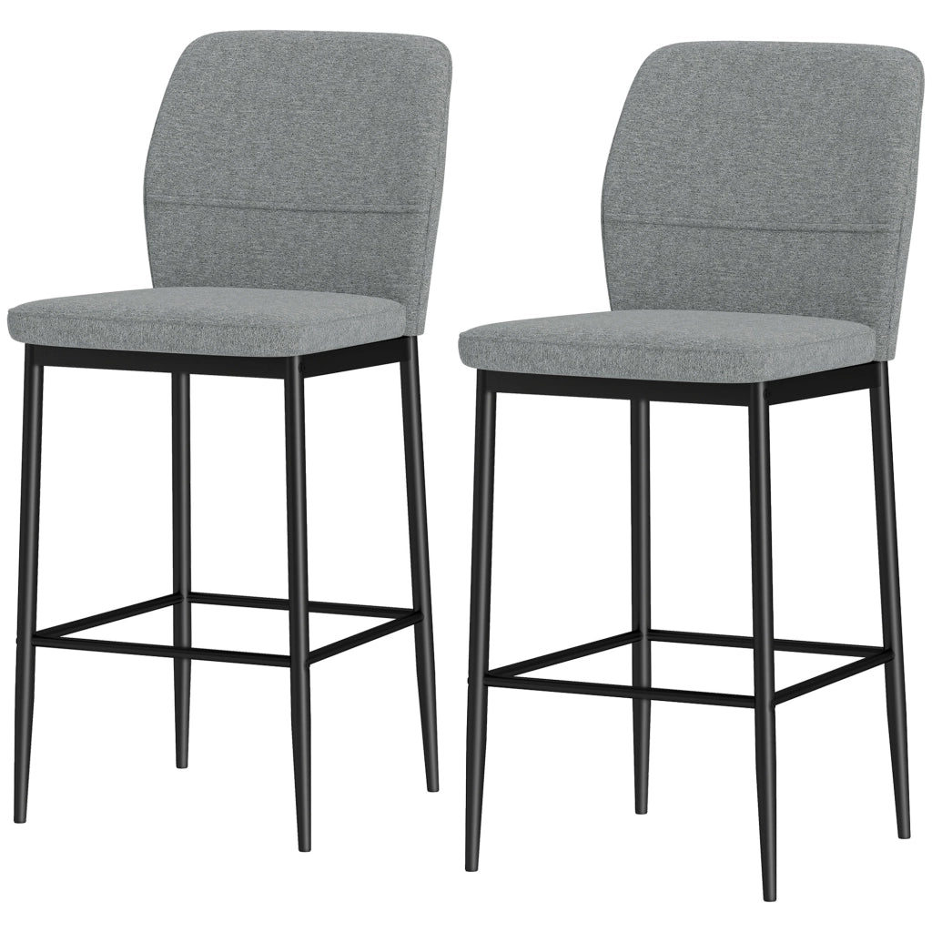 Sgabelli Bar Moderni in Velluto con Schienale e Poggiapiedi ¨C Zephmum ¨C Grigio 41x52x97 cm