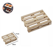 Trade Shop - Set 2pz Mini Pallet Di Legno Bancale Vassoi Piatto Sottobicchiere 14x11cm 74032a -